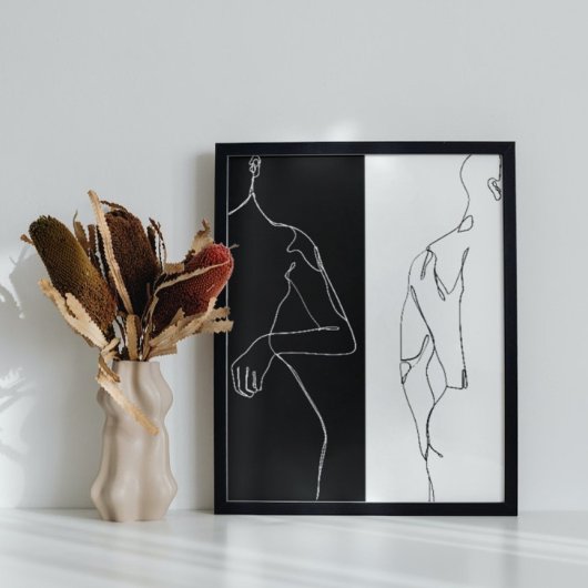Modern zwart-wit Man en vrouwencontour Poster