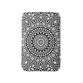 Modern zwart-wit mandala patroon badmat (Voorkant Verticaal)