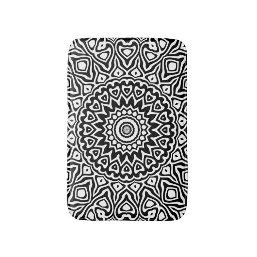 Modern zwart-wit mandala patroon badmat (Voorkant Verticaal)