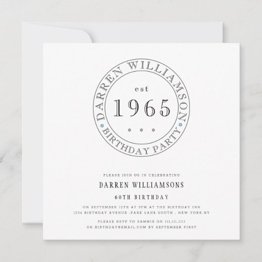 Modern zwart wit mannen 60ste verjaardag kaart (Voorkant)