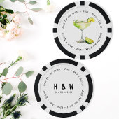 Modern Zwart Wit Margarita Drink Voucher Bruiloft Poker Chips