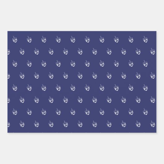 Modern zwart wit marine dreidel patroon Chanoeka Inpakpapier Vel (Voorkant 2)