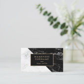 Modern zwart-wit marmer Gold-Visitekaartje Visitekaartje (Staand voorkant)