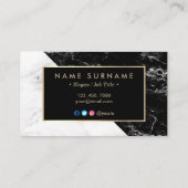 Modern zwart-wit marmer Gold-Visitekaartje Visitekaartje (Achterkant)
