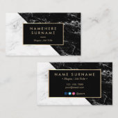 Modern zwart-wit marmer Gold-Visitekaartje Visitekaartje (Voorkant / Achterkant)