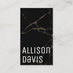 Modern Zwart Wit Marmer QR Code Visitekaartje