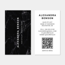 Modern Zwart Wit Marmer QR Code