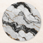 Modern zwart-wit marmer ronde kartonnen onderzetter (Voorkant)