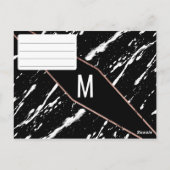 Modern Zwart Wit Marmer Roos Goud Chic RSVP Briefkaart (Achterkant)