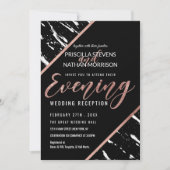 Modern zwart wit marmer Roos gouden chique avond Kaart (Voorkant)