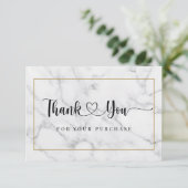 Modern zwart-wit marmer schrift bedankkaart (Staand voorkant)