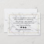 Modern zwart-wit marmer schrift bedankkaart (Achterkant)