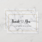 Modern zwart-wit marmer schrift bedankkaart (Voorkant / Achterkant)