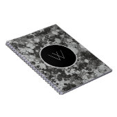 Modern zwart-wit marmer spiraal monogram notitieboek (Rechterzijde)