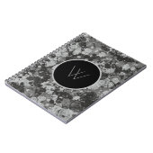 Modern zwart-wit marmer spiraal monogram notitieboek (Linkerzijde)
