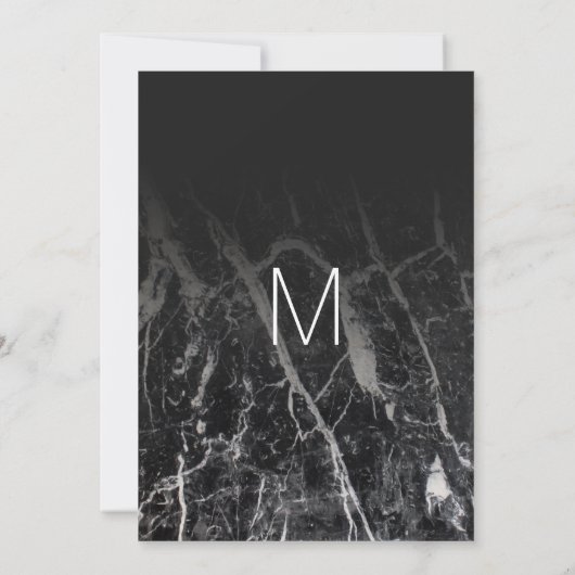 Modern zwart-wit marmeren Baby shower nodigt uit Kaart (Achterkant)