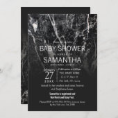 Modern zwart-wit marmeren Baby shower nodigt uit Kaart (Voorkant / Achterkant)