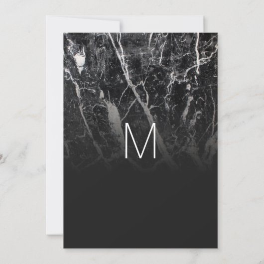 Modern zwart-wit marmeren verjaardagsfeest kaart (Achterkant)