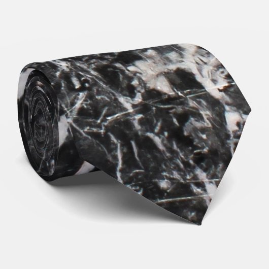 Modern zwart-wit marmerpatroon stropdas (Opgerold)