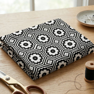 Modern zwart-wit Marokkaans geometrisch patroon Stof