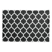 Modern Zwart Wit Marokkaans Quatrefoil Patroon Kussensloop (Achterkant-Links)