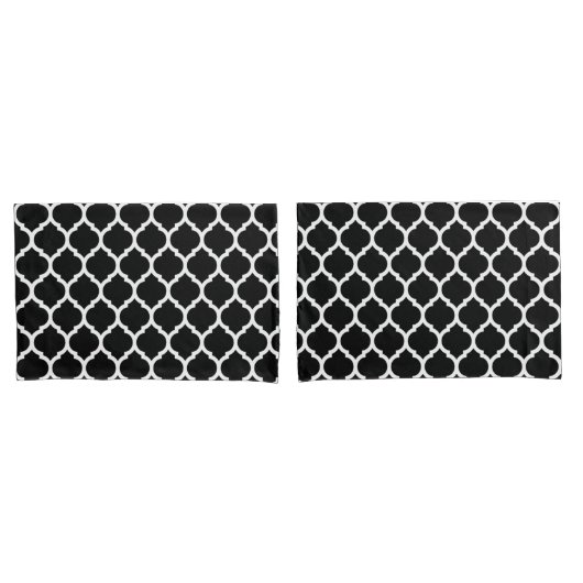 Modern Zwart Wit Marokkaans Quatrefoil Patroon Kussensloop (Voorkant-Set)