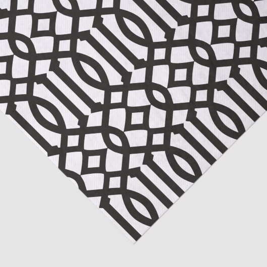 Modern zwart-wit Marokkaans trellis patroon Tissuepapier (Detail)