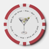 Modern Zwart Wit Martini Drink Voucher Bruiloft Poker Chips (Voorkant)