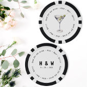 Modern Zwart Wit Martini Drink Voucher Bruiloft Poker Chips