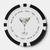 Modern Zwart Wit Martini Drink Voucher Bruiloft Poker Chips (Voorkant)