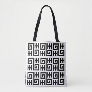 Modern zwart-wit Meander Key Pattern Tas