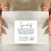 Modern Zwart Wit Merk Logo Product Ingrediënten Vierkante Sticker