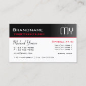 Modern Zwart-wit met Initialen Professional Visitekaartje (Achterkant)