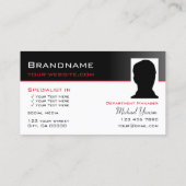 Modern Zwart Wit met Logo & Photo Professional Visitekaartje (Achterkant)
