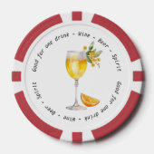 Modern Zwart Wit Mimosa Drink Voucher Bruiloft Poker Chips (Voorkant)