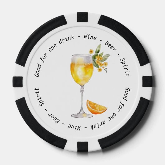 Modern Zwart Wit Mimosa Drink Voucher Bruiloft Poker Chips (Voorkant)