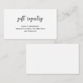 Modern zwart-wit, minimaal eenvoudig cadeauregiste informatiekaartje (Voorkant / Achterkant)