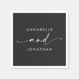 Modern zwart wit minimaal eenvoudig script bruilof servet
