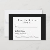 Modern Zwart Wit Minimaal Ontwerp Bruiloft RSVP Kaartje (Voorkant)