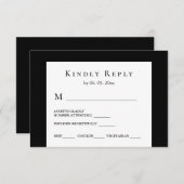 Modern Zwart Wit Minimaal Ontwerp Bruiloft RSVP Kaartje (Voorkant / Achterkant)