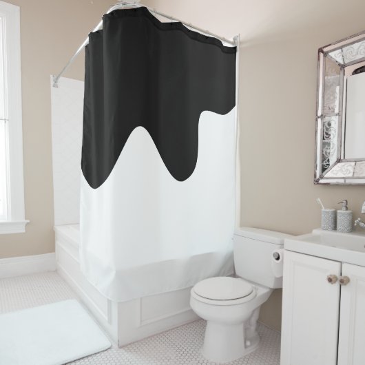Modern Zwart-wit Minimal Abstracte kunst Douchegordijn (In situ)