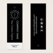 Modern Zwart Wit Minimal Company Logo Prijs Label Mini Visitekaartjes (Voorkant /achterkant)