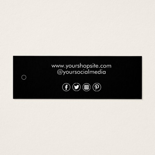 Modern Zwart Wit Minimal Company Logo Prijs Label Mini Visitekaartjes (Achterkant)
