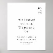 Modern Zwart & Wit Minimal Wedding Welkomstbord Poster (Voorkant)