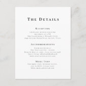 Modern zwart-wit minimale bruiloft details informatiekaartje (Voorkant)