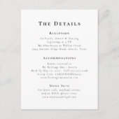 Modern zwart-wit minimale bruiloft details informatiekaartje (Voorkant)