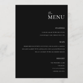Modern zwart-wit minimale bruiloft Menu