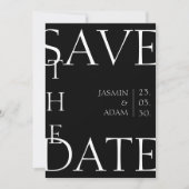 Modern Zwart Wit Minimale Typografie Bruiloft Save The Date (Voorkant)