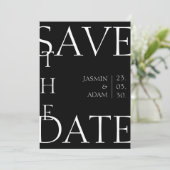 Modern Zwart Wit Minimale Typografie Bruiloft Save The Date (Staand voorkant)