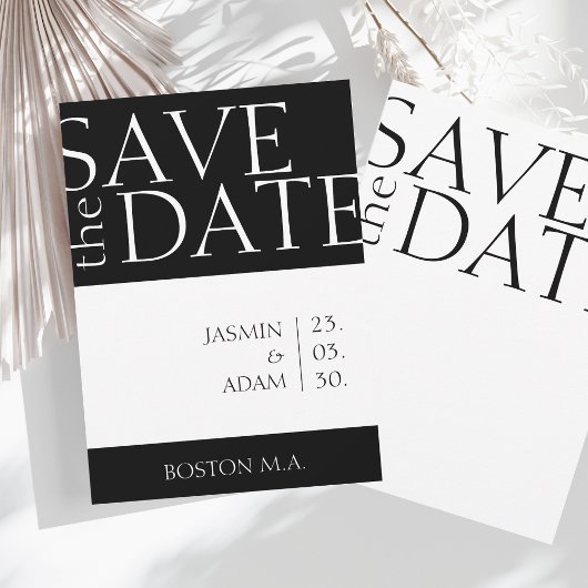 Modern Zwart Wit Minimale Typografie Bruiloft Save The Date